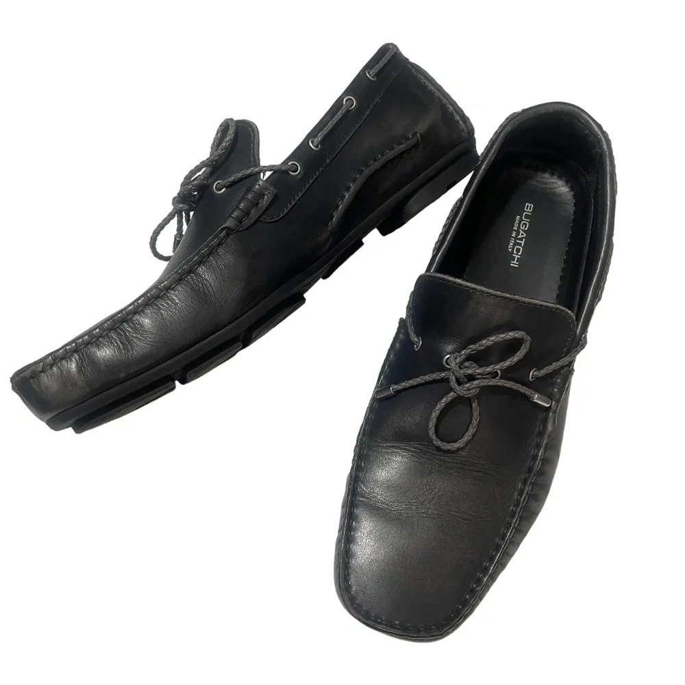 Bugatchi‎ 9 1/2 Leather Mens Loafers NEW Black
